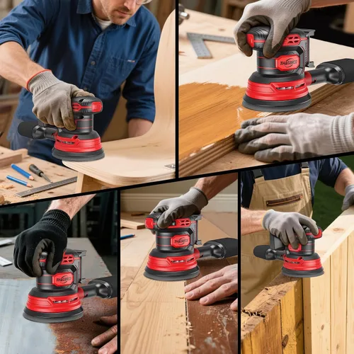 Miniatura 8 de Lijadora orbital inalámbrica compatible con Milwaukee 18V, lijadora orbital eléctrica con motor sin escobillas de 12000 RPM, lijadora de velocidad