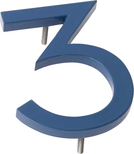 Miniatura 5 de Montague Metal Products MHN-04-F-SB1-1 Números de casa de dirección flotantes modernos de aluminio cepillado sólido, 4 pulgadas, azul marino
