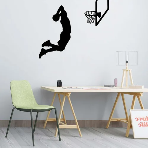 Miniatura 4 de CEYAZYE Calcomanías de pared de vinilo de silueta de jugadores de baloncesto, decoración de baloncesto, decoración de pared, arte de pared