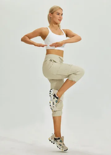 Miniatura 6 de Willit Pantalones de golf tipo cargo para mujer, con bolsillos, de secado rápido, ligeros, casuales para exteriores