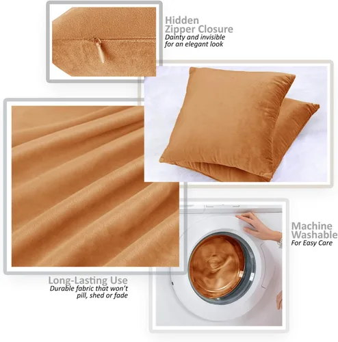 Miniatura 3 de Nestl Juego de 4 fundas de almohada, acogedoras fundas de almohada decorativas de terciopelo para exteriores de 20 x 20 pulgadas, fundas de cojín
