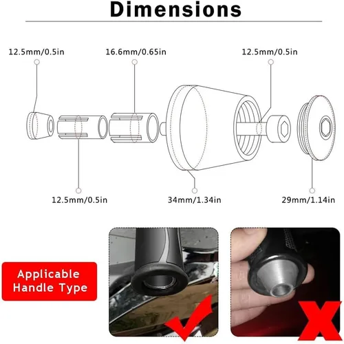Miniatura 6 de Motocicleta motocicleta 0.866 in 7/8 "extremo del manillar para Kawasaki Z250 i Z400 Z650 Z750 Z800 Z900 Z900RS Z1000