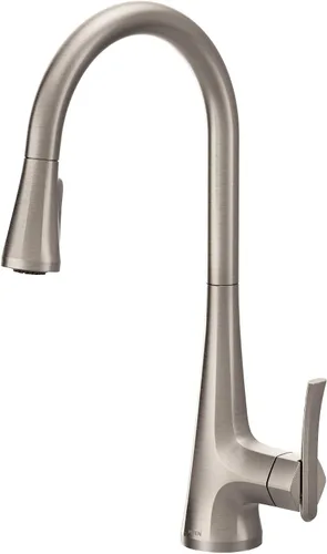 Miniatura 12 de Moen Sinema grifo de cocina desplegable de acero inoxidable con aumento de potencia y sistema retráctil, llave de cocina moderna de arco alto, fácil