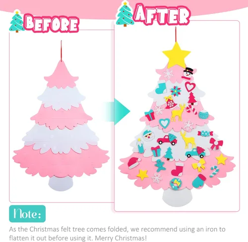 Miniatura 4 de Árbol de Navidad de fieltro para niños de OurWarm para pared, set de 35 piezas de árbol de Navidad de fieltro DIY para niños pequeños, árbol