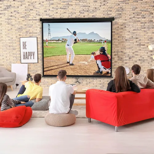 Miniatura 2 de Pantalla de Proyector Universal, Pantalla de Proyector Manual Portátil HD de 72 Pulgadas con Tirador, Pantalla Panorámica Retráctil de Montaje