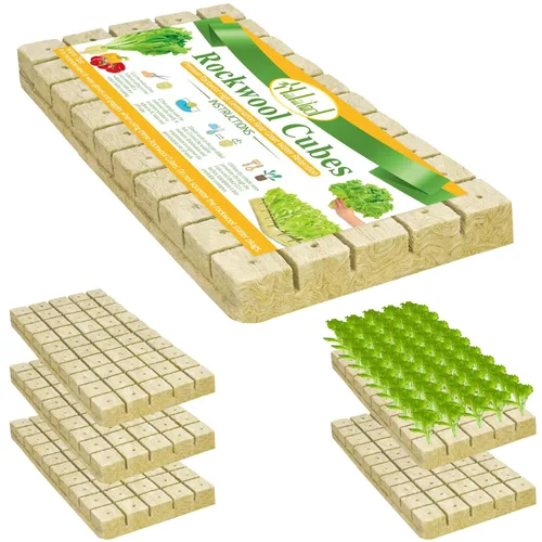 Halatool Cubos de lana de roca de 1 pulgada para jardín de lana de roca, cubos de cultivo hidropónico, sin suelo, plantas clon inicio de germinación