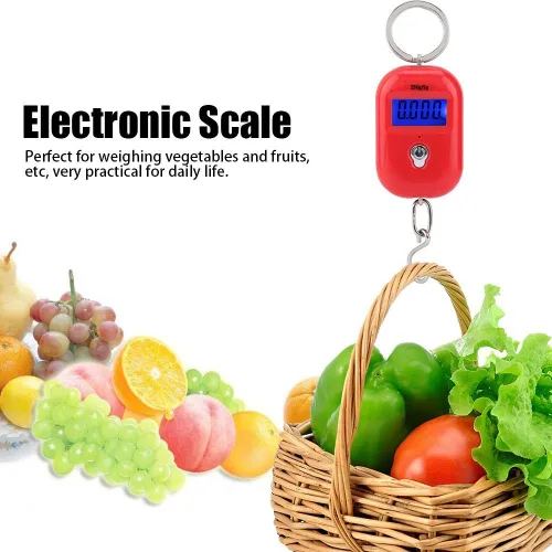 Miniatura 2 de Mini báscula electrónica, báscula de pesaje de pescado, portátil, 55.1 lbs/5G, báscula colgante digital, llavero de bolsillo, gancho