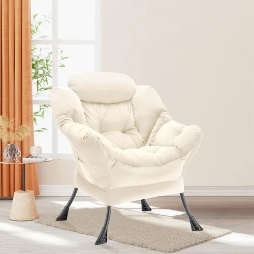 Miniatura 2 de Youtanic - Silla de Tela de Terciopelo Grueso y Acolchado, Cómoda Silla de Estar Contemporánea con Marco Estable, Sillón de Sofá de Ocio