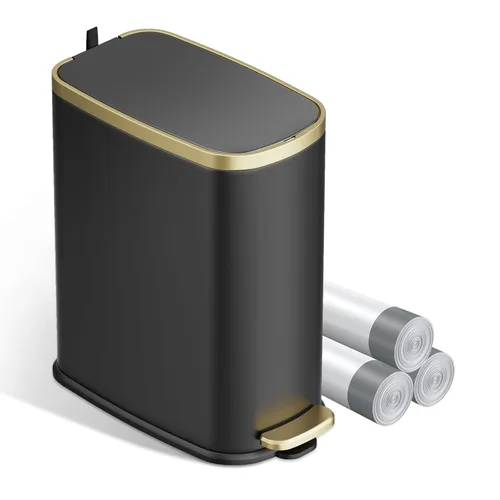 Miniatura 8 de KUK Cubo de basura delgado para baño con tapa, 2.6 galones (10 L) cubo de basura pequeño de acero inoxidable con pedal y cubo interior extraíble