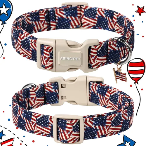 Miniatura 142 de Aring Pet Collar de algodón, lindo, con hebilla de liberación rápida, para bodas, para perros pequeños, medianos y grandes, rosa Terciopelo rosa