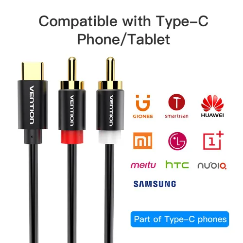 Miniatura 6 de VENTION Cable de audio USB C a 2 RCA, tipo C a RCA macho a macho, cable de audio y RCA compatible con iPhone 17 16 Pro Max/16 Pro/16 Plus, iPad Pro