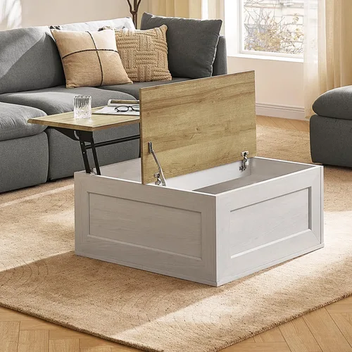 Miniatura 12 de mopio Brooklyn Mesa de Centro con Tapa Elevable para Sala de Estar, Mediados de Siglo, Granja Moderna con Superficie Elevable y Almacenamiento Roble
