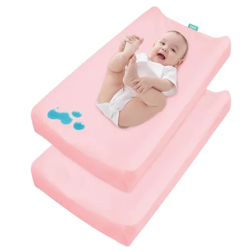 Miniatura 11 de Funda impermeable para cambiador, paquete de 2 sábanas para cambio de pañales para bebés niños y niñas, sábanas bajeras para cuna de 32 x 16 Azul