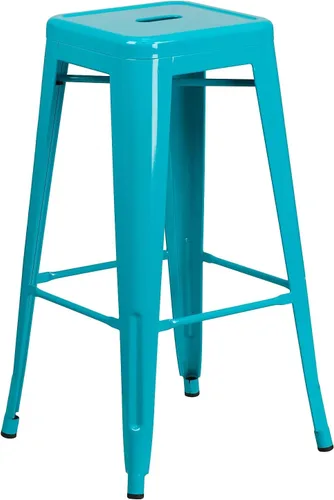 Miniatura 17 de Flash Furniture Lily - Juego de 4 taburetes de bar de metal rojo sin respaldo de 30 pulgadas de alto grado comercial para interiores y exteriores