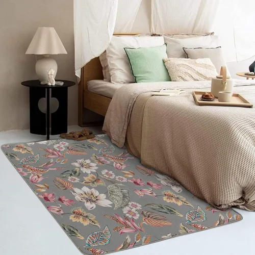 Miniatura 3 de Alfombra botánica pequeña de 2 x 3 pulgadas, alfombra floral, lavable para entrada, dormitorio, sala de estar, alfombra suave antideslizante de pelo