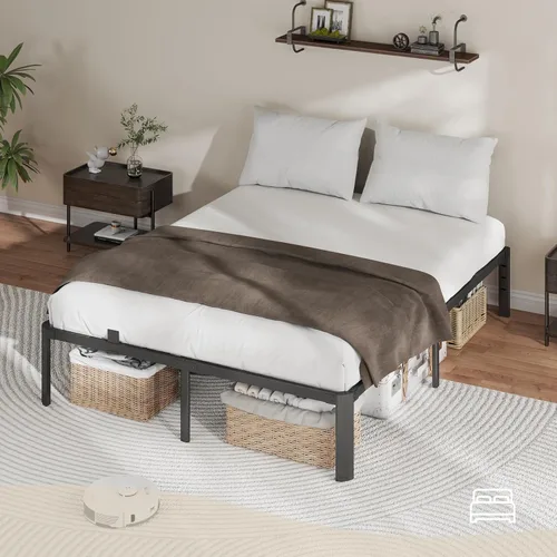 Miniatura 2 de Marco de cama de metal tamaño individual, marcos de cama de plataforma resistente de 14 pulgadas, 3500 libras, listones de acero sin ruido,