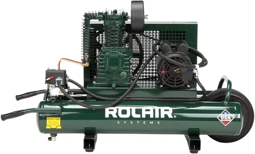Rolair 1.5 Hp (115 V), 7.3 Cfm@90Psi, Compresor de tanque doble de 9 galones (W/controles duales)