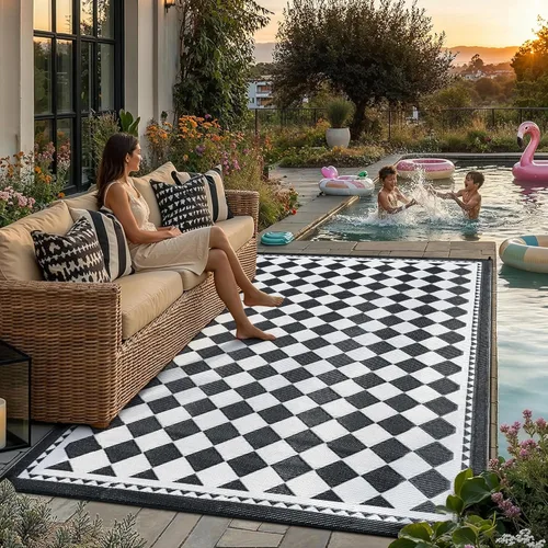 Miniatura 27 de HUGEAR Alfombra para RV Exterior Tapete Impermeable Alfombras para Exteriores 9'x12' para Patios Liquidación Alfombra Exterior Alfombras de Camping