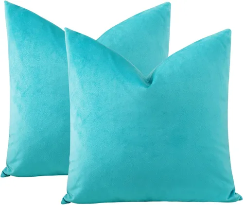 Miniatura 6 de OTOSTAR Paquete de 2 fundas de cojín de terciopelo suave y decorativas de 18 x 18 pulgadas, fundas de cojín cuadradas lisas para sofá, decoración