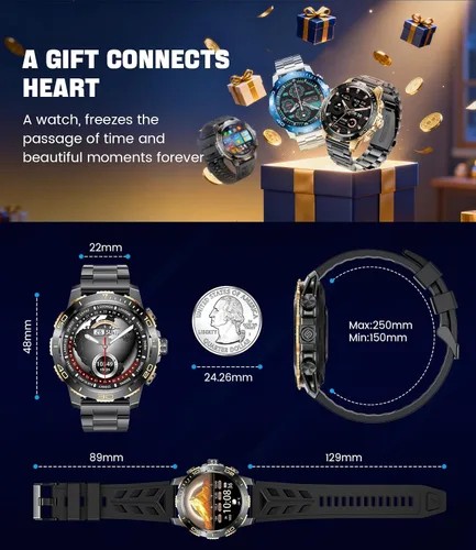 Miniatura 9 de LIGE Relojes inteligentes para hombres, marca/respuesta de llamada, reloj de fitness AMOLED de 1.43 pulgadas con monitor de frecuencia