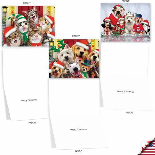 Miniatura 4 de The Best Card Company Paquete variado de 10 tarjetas navideñas de animales con sobres, humor silvestre festivo para hombres y mujeres