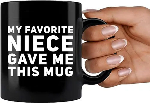 Miniatura 7 de Panvola Mi Sobrina Favorita Me Dio Esta Taza - Taza Divertida para Tío y Tía, Regalos de Sobrina y Sobrino, Día de la Madre, Día del Padre, Negro