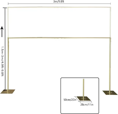 Miniatura 4 de CNCEST Kit de soporte para telón de fondo con base de acero, 10 x 10 pies, 10 x 20 pies, sistema de soporte de fondo de boda resistente, soporte