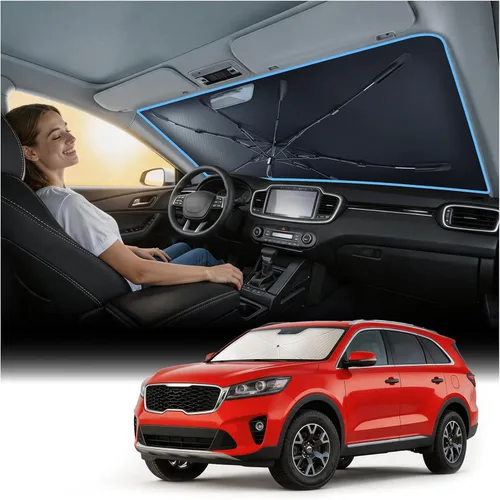 Miniatura 65 de Nmoiss [Escudo térmico con revestimiento de vinilo] Parasol para parabrisas personalizado para Mazda 3, protege el automóvil de los rayos solares