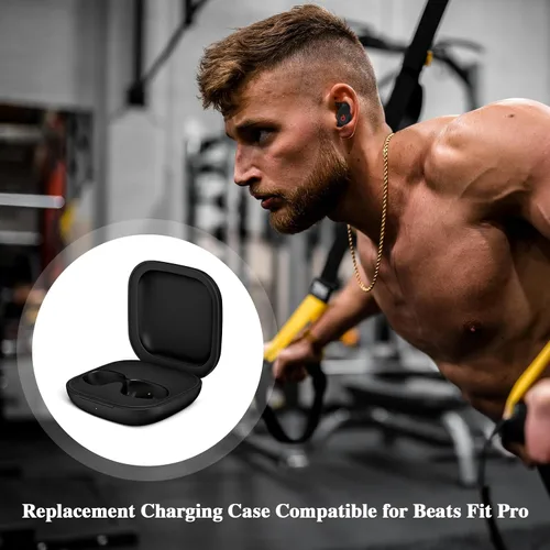 Miniatura 7 de Funda de carga inalámbrica compatible con Beats Fit Pro, cargador portátil de repuesto con botón de sincronización de emparejamiento Bluetooth, Negro