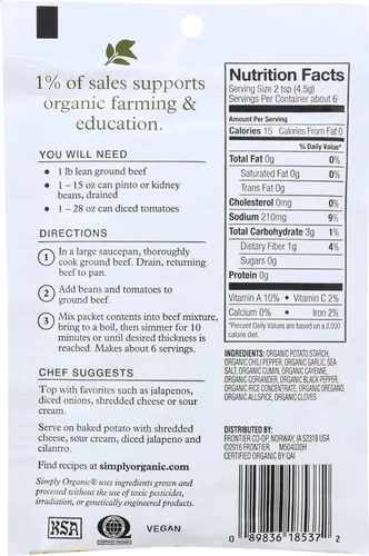 Miniatura 3 de Simply Organic Spicy Chili Seasoning Mix, 1 oz