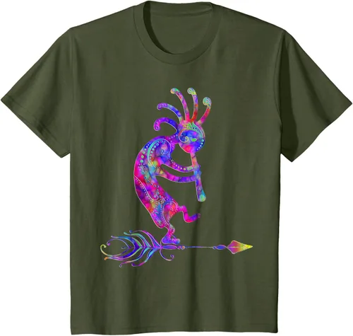 Miniatura 15 de Native American Kokopelli With Feather 2 - Camiseta Fan Fun, Negro, S