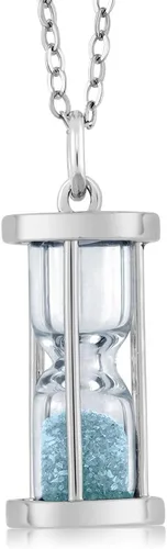 Miniatura 13 de Gem Stone King Colgante de reloj de arena de plata de ley 925 con cadena de polvo de piedras preciosas de 0,75 quilates de 18 pulgadas