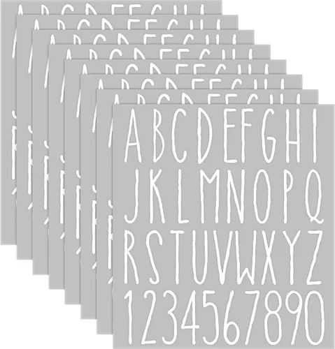 Miniatura 10 de Clabby 8 hojas de calcomanías de letras de vinilo con números del alfabeto, autoadhesivas, letras para el regreso a clases, álbumes de recortes