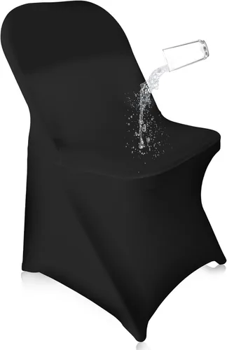 EMART Fundas plegables negras para silla, 25 piezas, poliéster y elastano, universales, estándar, para bodas, fiestas, banquetes y celebraciones de
