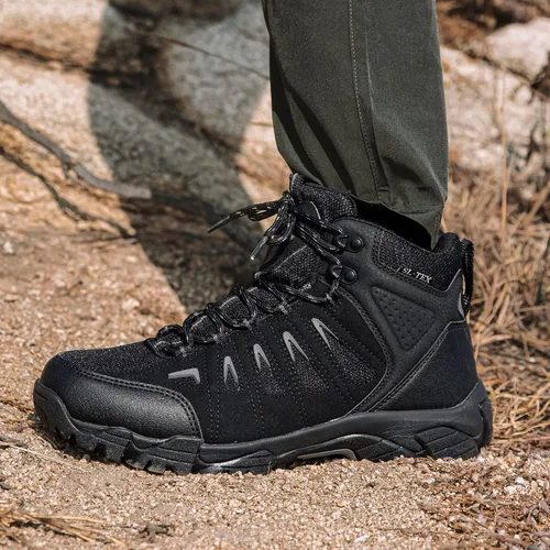 Miniatura 9 de SHULOOK Botas de senderismo impermeables para hombre, antideslizantes, ligeras, de tobillo, de media altura, transpirables, para excursionismo