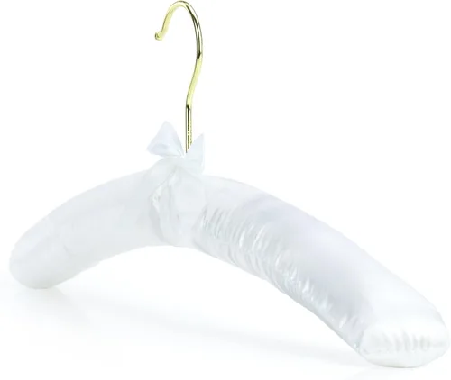 Miniatura 11 de HANGERWORLD 5 perchas acolchadas de satén clásico negro de 17 pulgadas para vestido de novia antideslizantes con gancho dorado