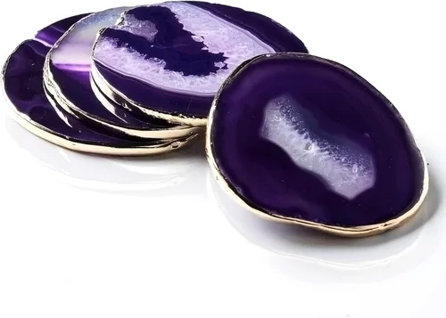 Miniatura 7 de Posavasos de Ágata Geode para Bebidas con Piedra Natural de Gema, Posavasos de Ágata en Rodajas para Tazas y Alfombrilla de Copa para Decoración