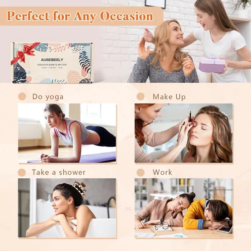 Miniatura 7 de Auseibeely 6 pinzas para el cabello a cuadros para mujer, 3.35 pulgadas, pinzas cuadradas medianas para cabello fino, bonitos accesorios