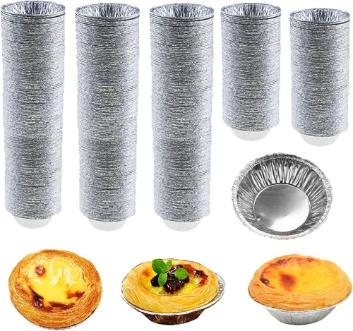 Miniatura 8 de 100 mini sartenes de papel de aluminio, ideales para hornear tartas, quiche, pudín, etc.