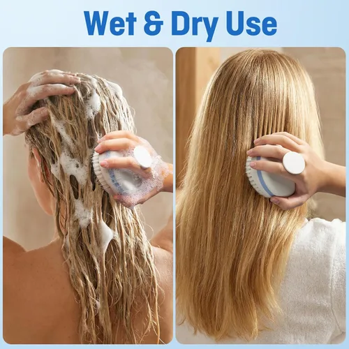 Miniatura 4 de Masajeador de cuero cabelludo con cerdas de doble capa, cepillo de champú para lavar el cabello con espuma rica y antideslizante, limpiador de cuero