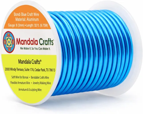 Miniatura 128 de Mandala Crafts - Alambre de aluminio anodizado de 8 calibre para hacer joyas - 9.75 m de alambre flexible negro colorido - Flexible para bonsái