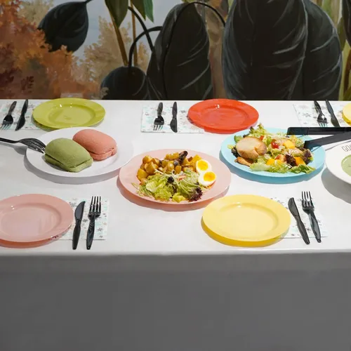 Miniatura 8 de POSATE Cuchillos de plástico negro, cuchillos de plástico desechables resistentes, paquete de 100, suministros para fiestas