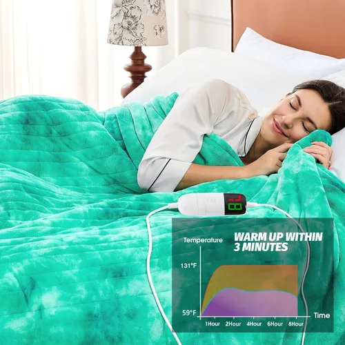 Miniatura 6 de greenoak Manta eléctrica con calefacción, manta térmica de piel sintética Sherpa para sofá cama, regalos cálidos de invierno para mujeres/ella