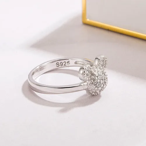 Miniatura 6 de H&Beautimer Anillos de plata de ley 925 para mujer, bonitos anillos de diseño de Mickey, joyería fina para mujeres y niñas, anillos de boda AAA CZ