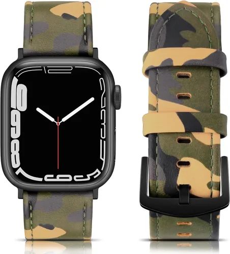 Miniatura 33 de EDIMENS Correas de cuero compatibles con Apple Watch de 1.81 pulgadas, 1.77 pulgadas, 1.73 pulgadas, 1.65 pulgadas (serie 1, 2, 3) para hombres