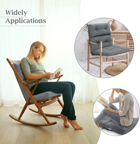 Miniatura 5 de Giantex - Cojín para silla de patio exterior, 5 pulgadas, para respaldo alto con 4 lazos de cuerda, cojín para columpio de patio, silla con asiento
