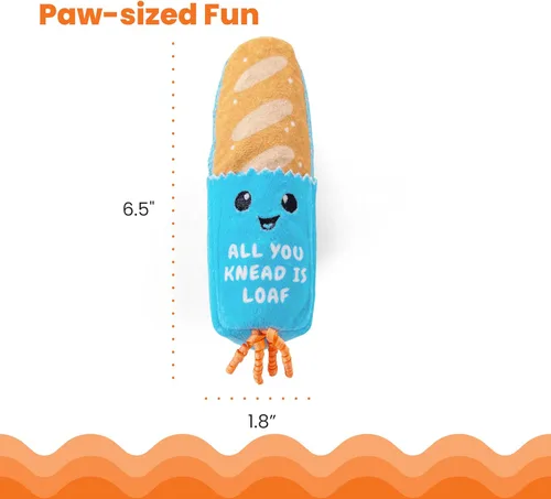 Miniatura 5 de Catstages - Juguete Loaf Kicker con hierba gatera y malla dental, forma de pan, juguete de felpa y cinta para gatos para patear, lanzar y limpieza
