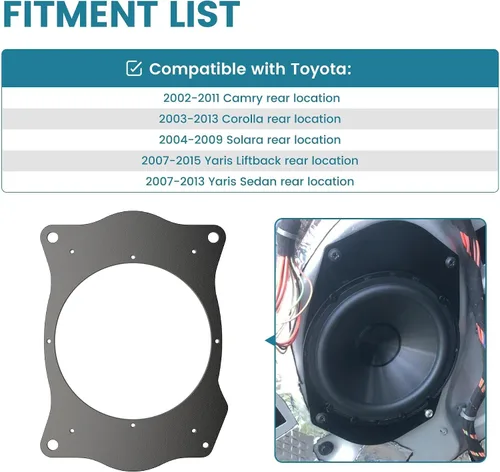 Miniatura 4 de NuIth Cubierta trasera de 6 x 9 a 6.5 pulgadas adaptador de altavoz anillos espaciadores para Toyota 02-11 Camry/03-13 Corolla /07-15 Yaris/04-09
