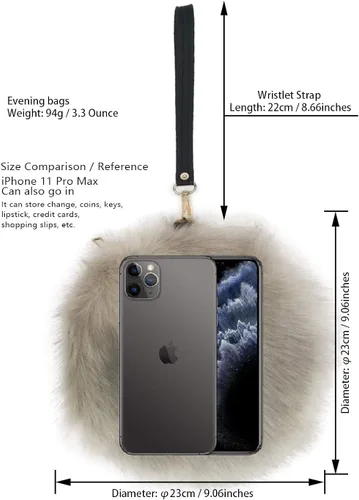 Miniatura 2 de FHQHTH Faux Fur Purse Fashion Clutch Handbag Shoulder Vintage Evening Bags for Women