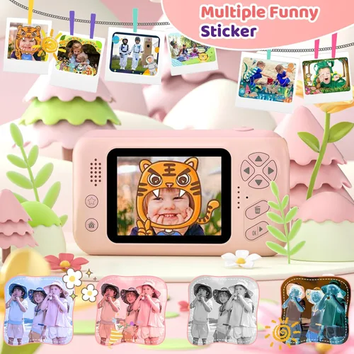 Miniatura 4 de Makolle Cámara de selfie infantil de video digital HD, regalo de cumpleaños de Navidad para niñas de 3 a 9 años, juguete portátil para niños de 3